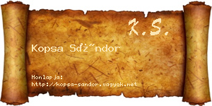 Kopsa Sándor névjegykártya