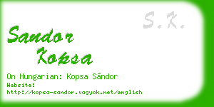 sandor kopsa business card
